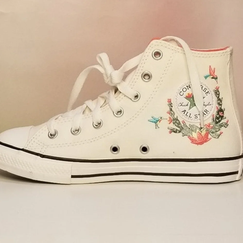 Converse CTAS Canvas Succulent Embroidery Hi Top Sneakers Size 5 NWT